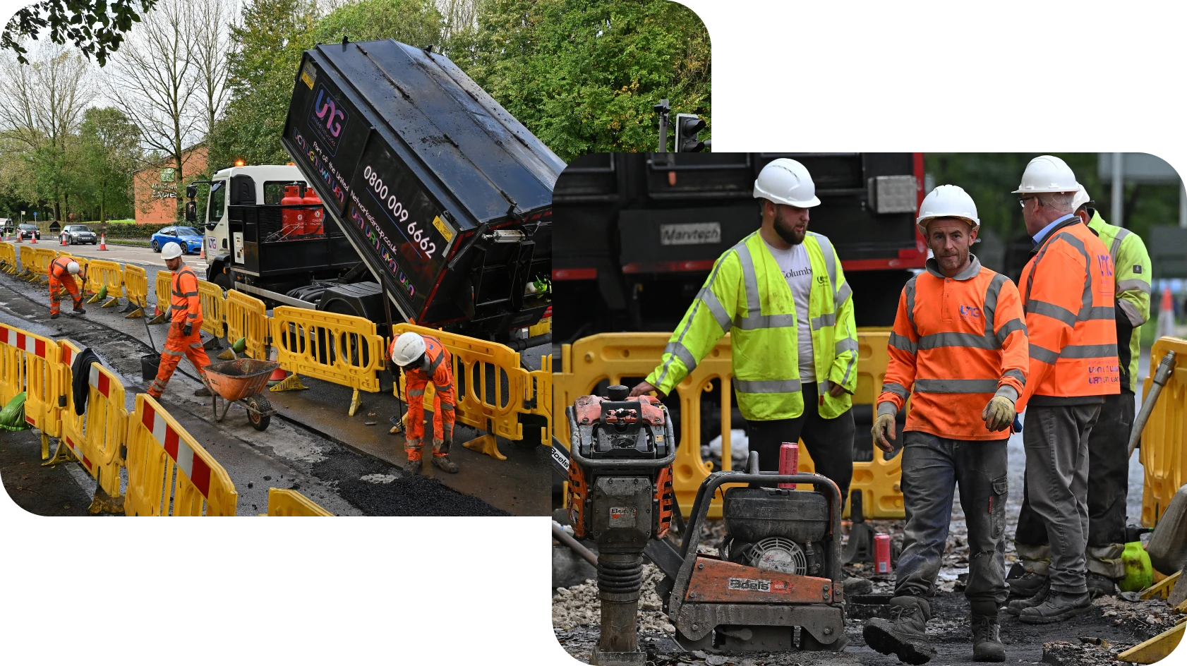 worker repair a road with heavy machine